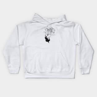 Witch With Wolves Line Artwork Kids Hoodie